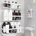 YASONIC Shower Caddy Adhesive, 100% Rustproof Shower Organizer with Soap and Toothbrush Holder, Large Capacity Shower Shelves for Inside Shower, No Drill Shower Storage for Home (5 Pack White)