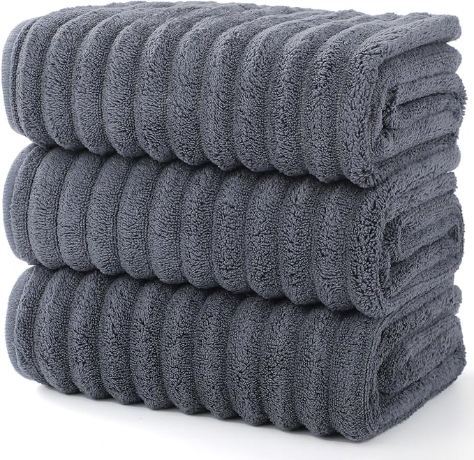 Luxury 3-Piece Quick-Dry Bath Towel Set – Ultra Soft Microfiber Towels | Hand Bath Towels for Bathroom, Pool, Home, Sports Gym & Travel – Elegant Twill Design (14”x 29.6”)