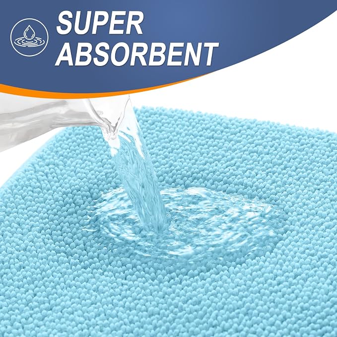 OLANLY Thick Memory Foam Bathroom Rugs 36x24, Absorbent Bath Mat, Sky Blue | Soft Quick Dry Bath Rugs, Non-Slip, Machine Washable Carpet for Bathroom Floor, Tub and Shower, Home Decor Accessories