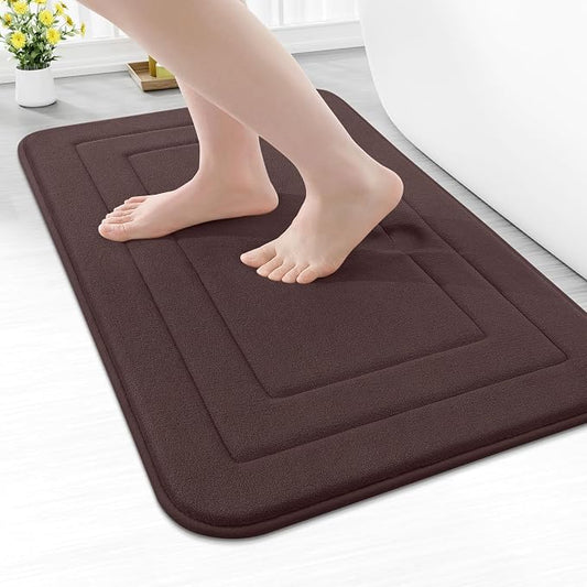 Arotive Memory Foam Bathroom Rug Mat 24x16, Ultra Soft and Absorbent Bath Mat, Machine Wash Dry, Comfortable Bath Rug Carpet for Bathroom Floor, Tub and Shower, Brown