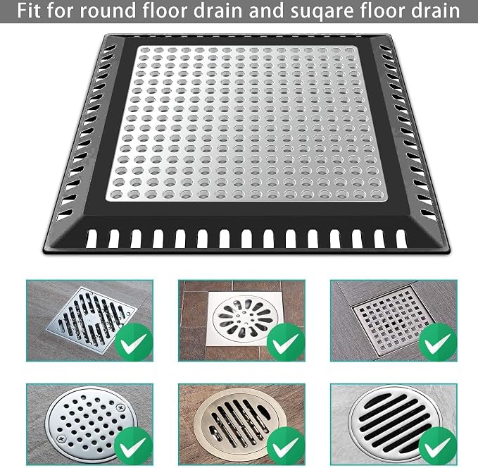Aojuxix Shower Drain Hair Catcher/Drain Protector/Shower Drain Cover | Stainless Steel and Silicone Hair Trap for Bathroom Floor Drain (Patented Product)