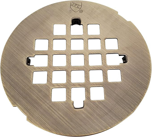 Westbrass 4-1/4" OD Casper Brass Snap-In Shower Strainer Grid, Antique Brass, D319-06, 1 Pack