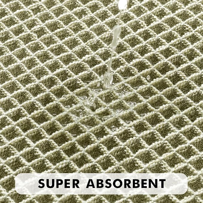MIULEE Set of 2 Waffle Bathroom Rugs Boho Bath Mat Sage Green 18x30 Inch | Non Slip, Super Absorbent, Washable, Ultra Soft, Rubber Backed Bath Rugs for Bathroom Floor Tub Shower