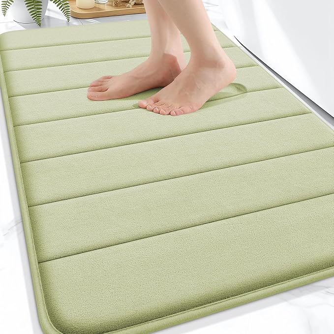 OLANLY Memory Foam Bath Mat 30x20, Super Soft and Absorbent Bathroom Rugs | Vanilla, Quick Dry Bath Rug, Machine Washable Shower Floor Mats, Bathmat Carpet for Bathroom Floor, Tub and Shower