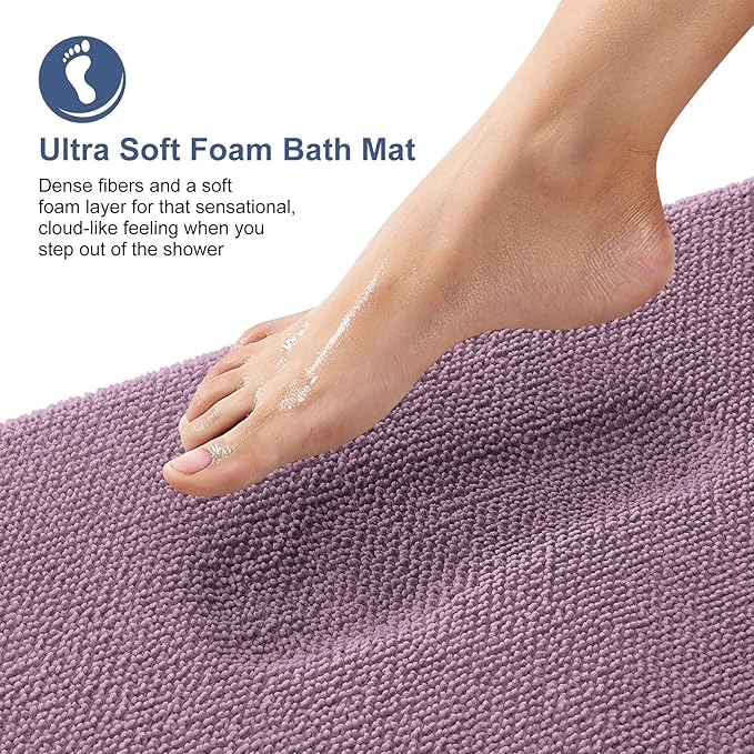 OLANLY Memory Foam Bathroom Runner Rug 47x17, Absorbent Long Mat, Deep Plum | Soft Quick Dry Bath Rugs, Non-Slip Carpet, Machine Washable Mat for Bathroom Floor, Tub and Shower, Home Decor Accessories