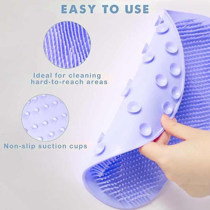 1 Pcs Convenient in Shower Foot Scrubber Wall-Mounted Silicone Foot Scrubber Shower with Suction Cups, Foot Scrubbers for Use in Shower, Only Stick on Glass Surfaces, Foot Scrubber Mat 1 Hook Included