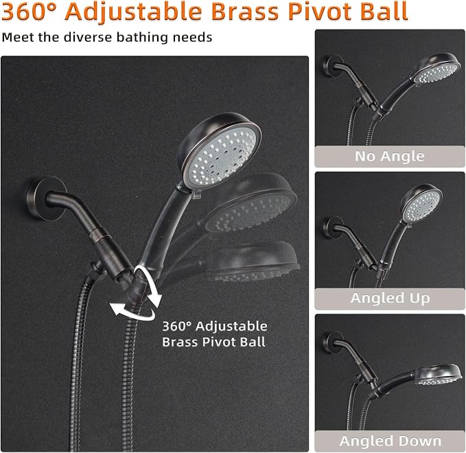 Shower Head Holder,All Metal Handheld Shower Head Holder,Adjustable Shower Arm Mount Bracket,Shower Head Bracket,Oil-Rubbed Bronze,1G5MK-1
