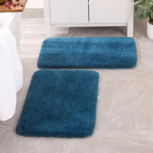 MIULEE Peacock Soft Bathroom Rugs Set 2 Piece Soft Bath Mats 20x30 Inch | Soft Absorbent Microfiber Bath Rugs, Non Slip, Quick Dry, Fluffy Bath Rugs for Bathroom Floor Tub Showers, Machine Washable