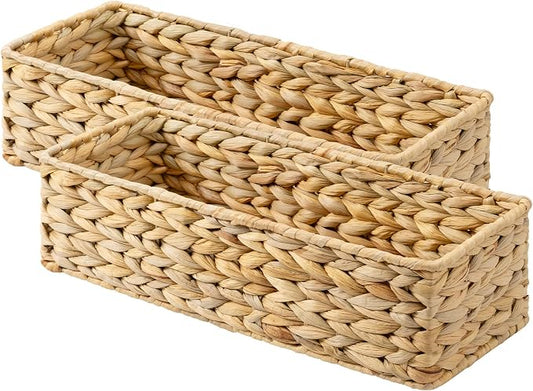 StorageWorks Toilet Tank Basket for Bathroom, Water Hyacinth Storage Baskets for Toilet Tank Top, 2-Pack