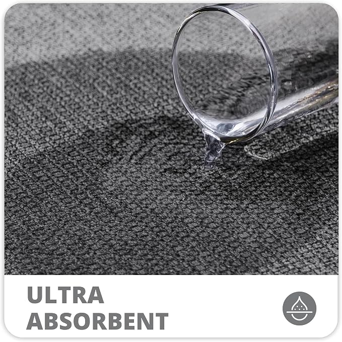 Bosap Bath Mat Set 2 Pieces,Ultra Thin Bathroom Rugs,Rubber Toilet Rugs | Non Slip,Quick Dry,Machine Washable,Low Pile,Absorbent,Shower,Sink,Bathroom Decor.(Dark Grey,17"x27" Plus 20"x24"U Shaped)