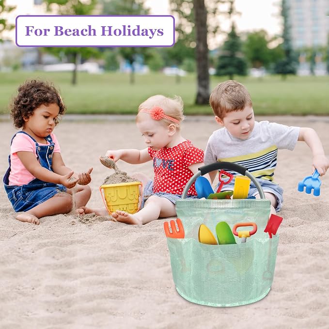 2Pack Portable Cleaning Caddy for Cleaning Supplies, 17L Household Tool Bucket Organizer for Men, Large Cleaning Basket in PVC Resin for Family, Garden, Transparent + Green