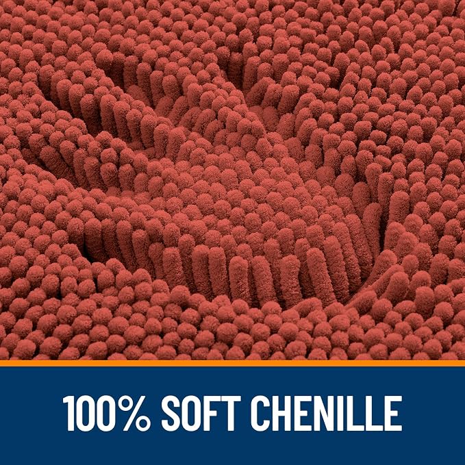 OLANLY Bathroom Runner Rugs 40x24, Extra Soft Absorbent Chenille Bath Rugs | Rustic Terracotta, Quick-Drying Rubber Backing, Machine Washable Long Bath Mat for Bathroom Floor, Tub and Shower, Home Decor