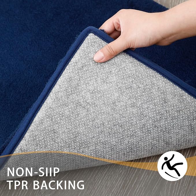 MINIDEAR Bathroom Rugs 32x20 Navy Blue - Thick Memory Foam Bath Mat, Ultra Soft & Plush Fluffy, Non-Slip, Quick Dry, Absorbent Washable Floor Microfiber Mat for, Tub, Home Decor Accessories