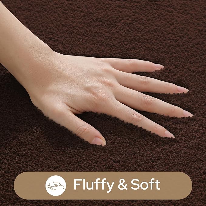HOMEIDEAS 3 Piece Bathroom Rugs Set, Brown 17"x24"+20"x32"+20"x24" | Memory Foam, Ultra Soft, Super Absorbent Bath Mats, Non Slip Backing, U Shaped Toilet Rug for Bathroom, Tub and Shower
