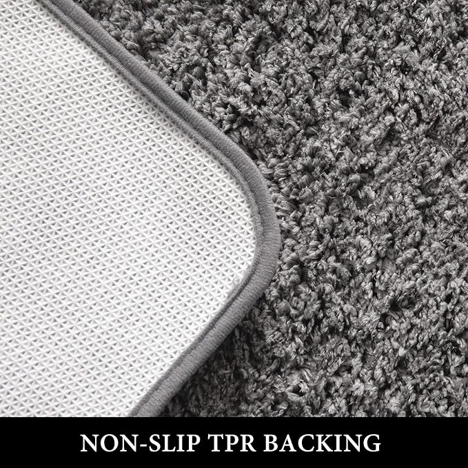 MIULEE Grey Bathroom Rugs Set 2 Piece Soft Bath Mats 20x24+20x30 Inch | Absorbent Microfiber Bath Mat and U-Shaped Toilet Rug, Non Slip, Quick Dry, for Bathroom Floor Tub Showers, Machine Washable