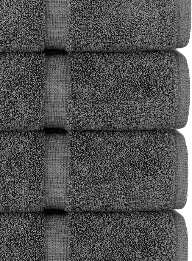 Chakir Turkish Linens 100% Cotton 4-Pack Bath Towels 30x60, Dark Gray | 100% cotton bath towels, 30x60 extra large, OEKO-TEX certified, soft plush and absorbent