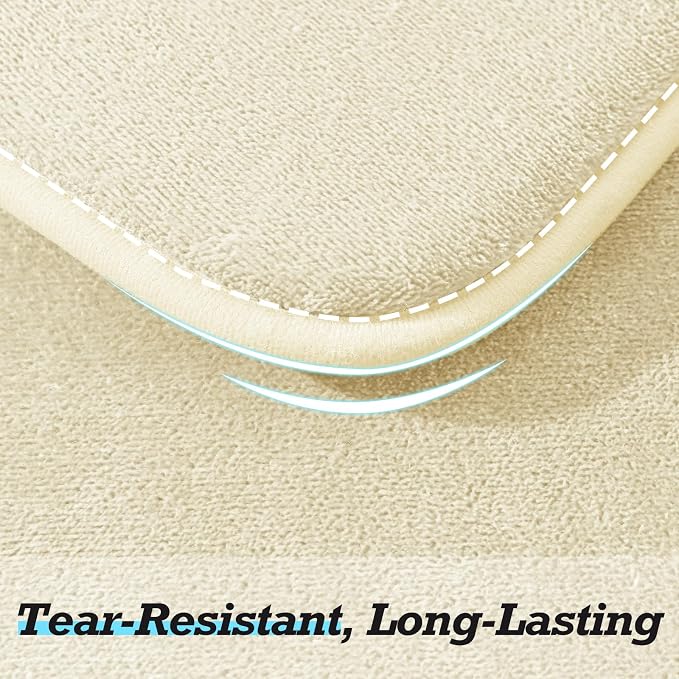 Bathroom Rugs Sets 2 Piece, Non-Slip & Quick Dry Bath Mat Set, Ultra Soft Velvet Bath Rugs for Bathroom, Toilet and Shower Floor, Cream Yellow