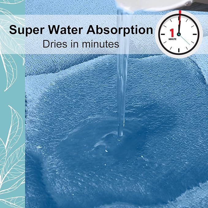OLANLY Memory Foam Bath Mat Rug 59x24, Ultra Soft Bathroom Rugs, Blue | Thick Absorbent Carpet, Non-Slip Backing, Machine Washable, for Bathroom Floor, Tub, Shower and Home Decor Accessories