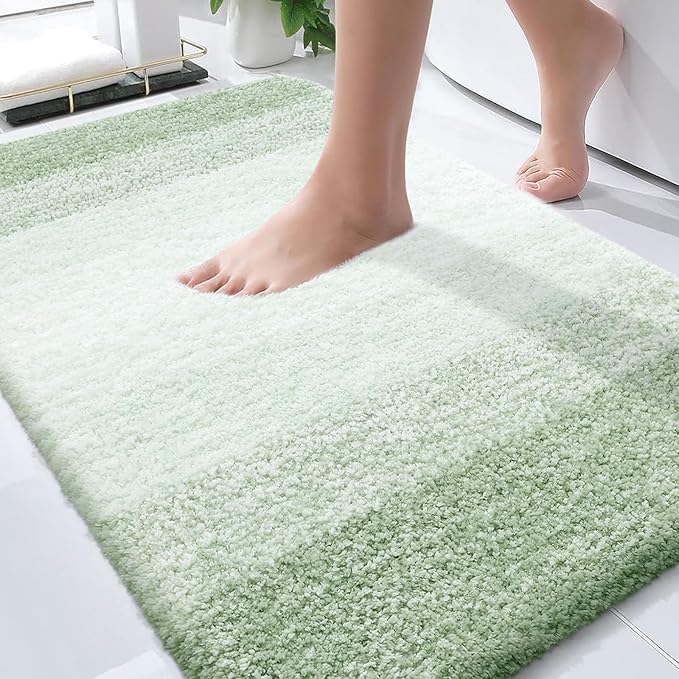 OLANLY Bathroom Rugs Mat 30x20, Extra Soft Absorbent Microfiber Bath Rugs | Sage Green, Non-Slip Quick-Drying Rubber Backing, Washable Plush Bath Mat for Floor, Tub and Shower, Home Decor Accessories