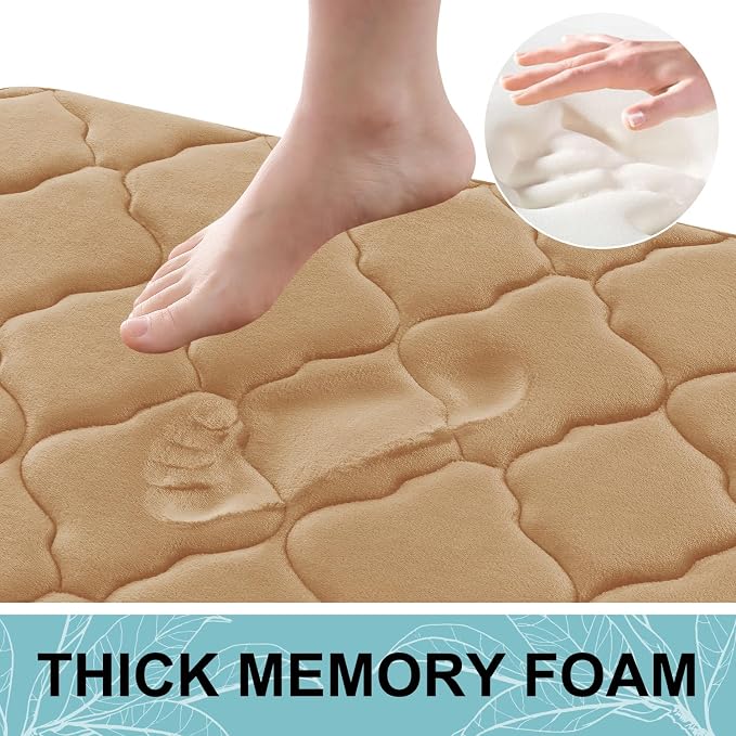 OLANLY Memory Foam Bath Mat Rug 70x24, Ultra Soft and Absorbent Bathroom Rugs, Non-Slip, Comfortable, Machine Washable Bath Carpet for Bathroom Floor, Tub Shower and Home Decor Accessories, Dark Beige | Thick Absorbent Carpet, Non-Slip Backing, Machine...