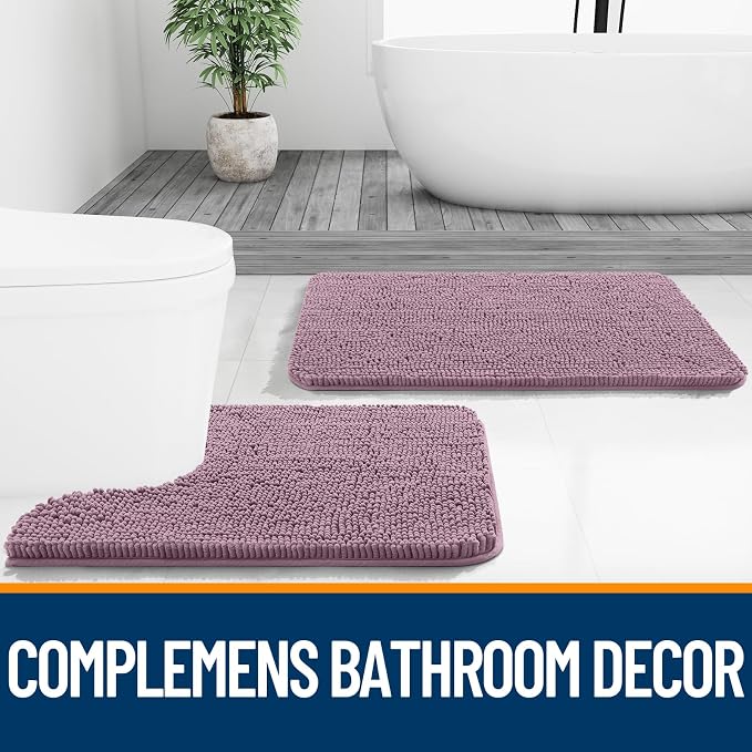 OLANLY Small Bathroom Rugs 24x16, Extra Soft Absorbent Chenille Bath Rugs | Deep Plum, Quick-Drying Rubber Backing, Machine Washable Bath Mat for Bathroom Floor, Tub and Shower, Home Decor Accessories