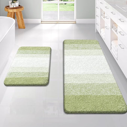 OLANLY Micorfiber Bathroom Rug Set 2 Piece, 47"x20"+24"x16" | Mustard Yellow, Soft Absorbent Bath Rug Set, Non-Slip, Machine Wash Dry, Plush Shaggy Bath Mats for Bathroom