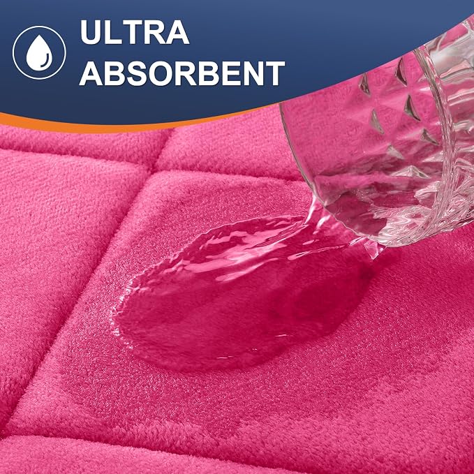 OLANLY Memory Foam Bath Mat 70x24, Ultra Soft and Absorbent Bathroom Rugs | Deep Pink, Quick Dry, Machine Washable Shower Bath Rugs, Comfortable Bath Carpet for Bathroom Floor, Tub and Shower