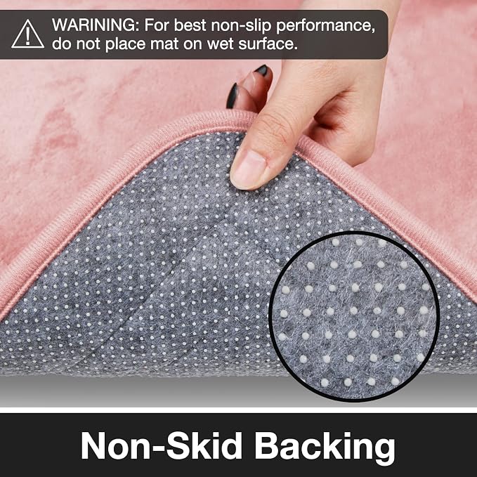 Pink Bathroom Rugs Bath Mat U Shaped Contour Toilet Rug | Washable Non Slip Toilet Floor Mat Memory Foam Contour Bath Rugs for bathroom