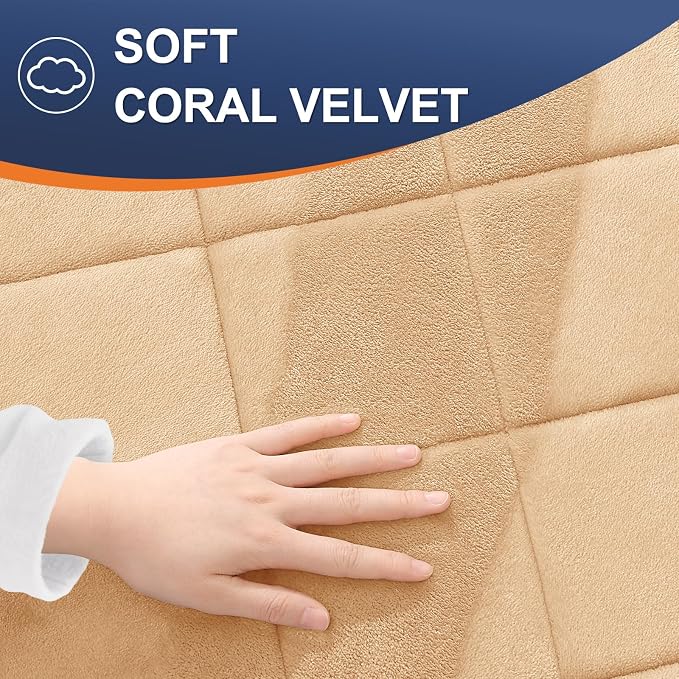 OLANLY Memory Foam Bath Mat 59x20, Ultra Soft and Absorbent Bathroom Rugs | Beige, Quick Dry, Machine Washable Shower Bath Rugs, Comfortable Bath Carpet for Bathroom Floor, Tub and Shower