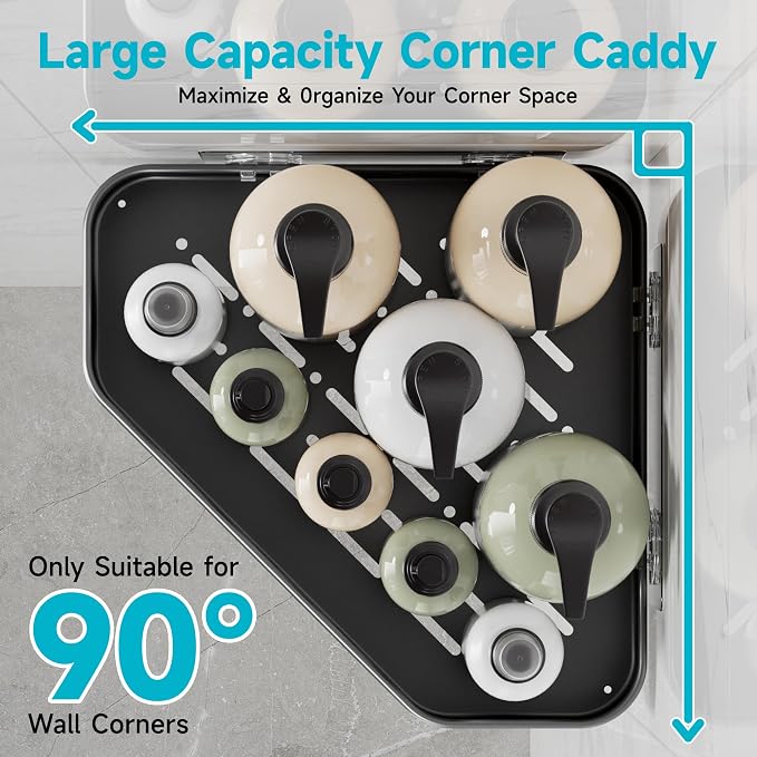 Veken Aluminum Corner Shower Caddy 4-Pack, Never Rust, No Drilling Adhesive Shelves, Stainless Rack with Soap Holder, Bathroom Organizers and Storage, Wall-Mounted Kitchen & Home Decor, Grey
