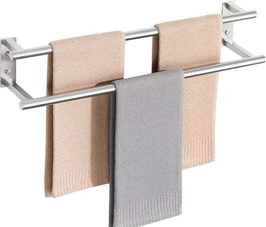 Alise 24'' Double Towel Bars for Bathroom,Wall Mount Towel Holder Towel Racks for Bathroom Labatory,SUS304 Stainless Steel Towel Hanger Towel Rails,Brushed Nickel