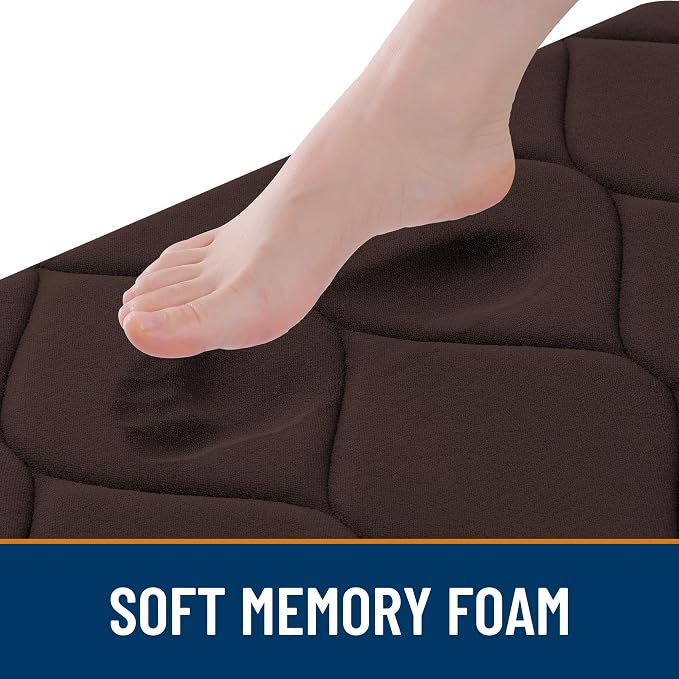 Smiry Memory Foam Bath Mat 36x24, Ultra Soft Absorbent Bathroom Rugs | Brown, Plush Quick Dry and Machine Washable Cushion Bath Mats for Bathroom, Shower, Tub & Home Decor