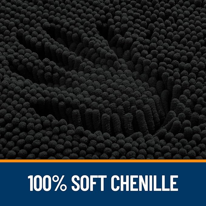 OLANLY Bathroom Runner Rugs 59x20, Extra Soft Absorbent Chenille Bath Rugs | Black, Quick-Drying Rubber Backing, Machine Washable Long Bath Mat for Bathroom Floor, Tub and Shower, Home Decor Accessories