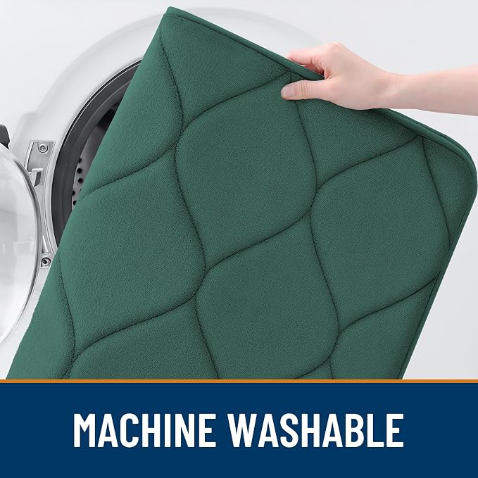 Smiry Memory Foam Bath Mat 47x24, Ultra Soft Absorbent Bathroom Rugs | Hunter Green, Plush Quick Dry and Machine Washable Cushion Bath Mats for Bathroom, Shower, Tub & Home Decor