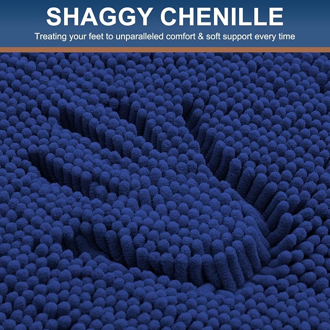 Smiry Bathroom Rugs Sets 2 Piece (30x20+ U Shape 24x20, Royal Blue) | Soft Absorbent Machine Washable Non Slip Shaggy Bath Rug Set for Tub, Shower, and Floor, Home Decor