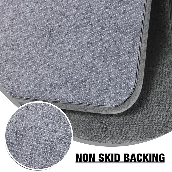 Narrow Bath Mat Long Memory Foam Grey Skinny Bathroom Runner Rug Non Slip | Washable Soft Microfiber Bathroom Carpet Absorbent Bathrug for Tub,16" x 47"