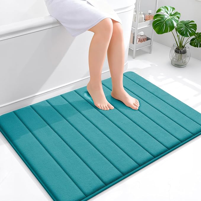 OLANLY Memory Foam Large Bath Mat 40x32, Super Soft Absorbent Bathroom Rugs | Deep Lake, Quick Dry Bath Rug, Machine Washable Shower Floor Mats, Bathmat Carpet for Bathroom Floor, Tub and Shower
