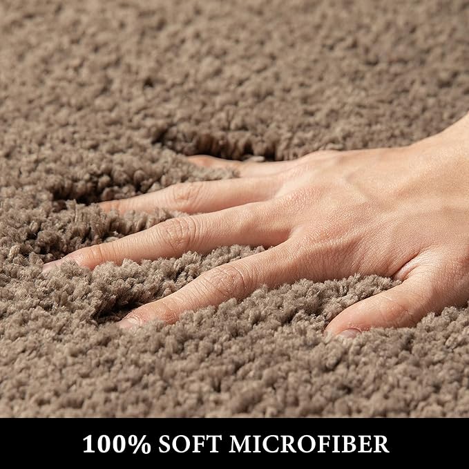MIULEE Light Brown Bathroom Rugs Set 2 Piece Soft Bath Mats 20x24+20x30 in | Absorbent Microfiber Bath Mat and U-Shaped Toilet Rug, Non Slip, Quick Dry, for Bathroom Floor Tub Showers, Machine Washable
