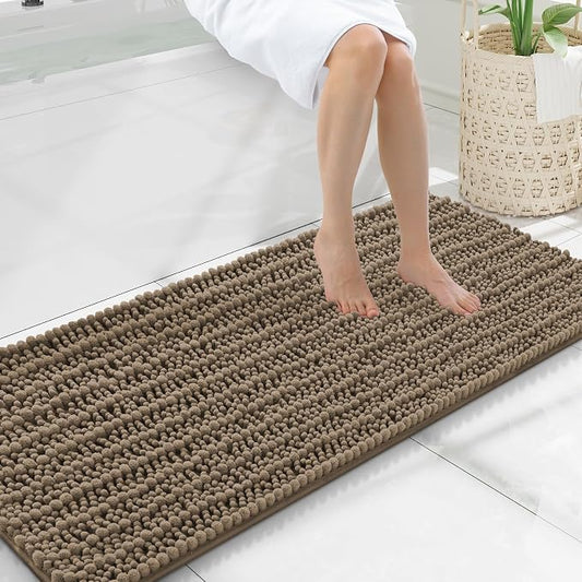 Smiry Bathroom Rugs 47X20, Extra Soft Rubber Backing Chenille Bath Mats | Camel Machine Washable Non Slip Quick Dry Bath Mats for Bathroom Floor, Tub, Shower, Home Decor Accessories