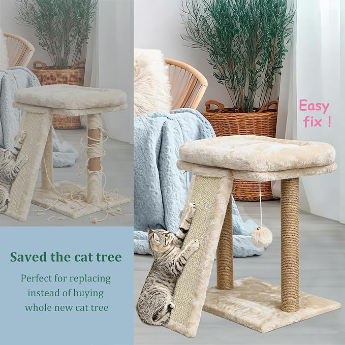 Cat Scratching Post Replacement Pole, 2 PCS 15.7in Cat Tree Replacement Post, Natural Sisal Cat Tree Replacement Parts with M8 Screws (40cm/15.71inBrown, M8*2poles)