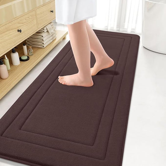Arotive Memory Foam Bathroom Rug Mat 70x24, Ultra Soft and Absorbent Bath Mat, Machine Wash Dry, Comfortable Bath Rug Carpet for Bathroom Floor, Tub and Shower, Brown