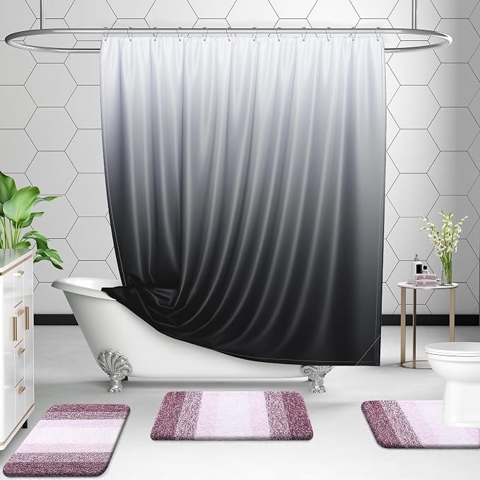 OLANLY Micorfiber Bathroom Rug Set 2 Piece, 30"x20"+24"x16" | Mauve, Soft Absorbent Bath Rug Set, Non-Slip, Machine Wash Dry, Plush Shaggy Bath Mats for Bathroom