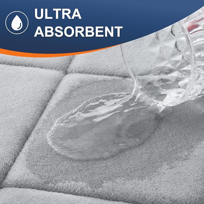 OLANLY Memory Foam Bath Mat 36x24, Ultra Soft and Absorbent Bathroom Rugs | Light Gray, Quick Dry, Machine Washable Shower Bath Rugs, Comfortable Bath Carpet for Bathroom Floor, Tub and Shower