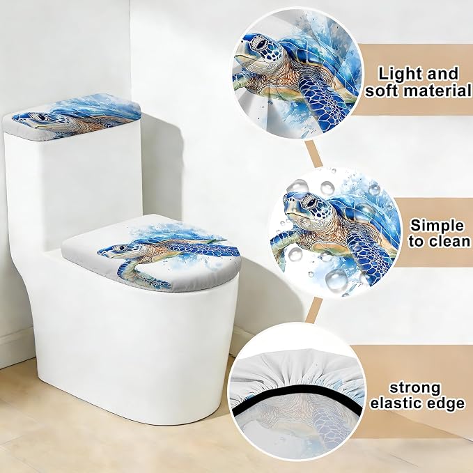 2 pack Toilet Lid Cover & Tank Lid Cover,Fits Standard & Elongated Toilet | Soft Stretchable Fabric,Machine Washable,Decorative Bathroom Protective Covers