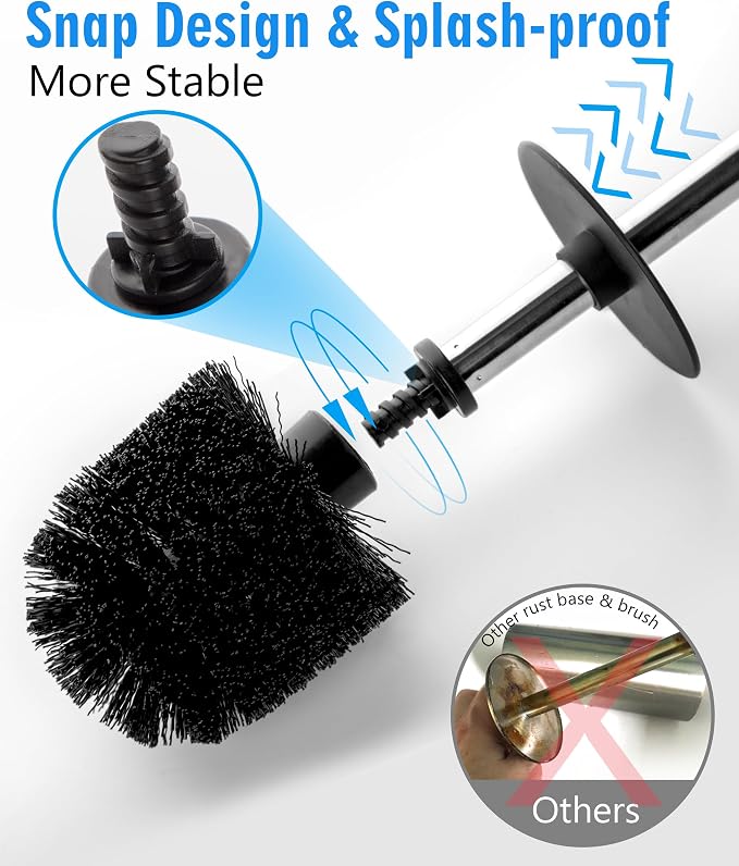 2 Pack Toilet Bowl Cleaning Brush Set for Bathroom | No Assembly and No Scratching Toilet Bowl, 304 Anti-Rust Handle