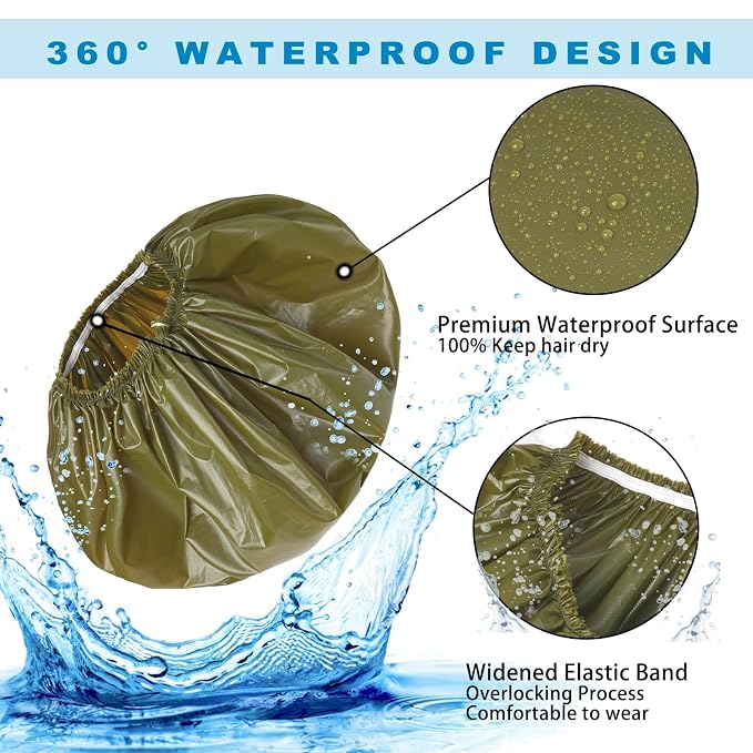 Super Jumbo Shower Cap for Women, 2 PCS Waterproof Hair Caps for Locs | Extra Large, Double Side Reusable PEVA Bath Cap, Washable, Holds Long Thick Twist Braid - Black+Green