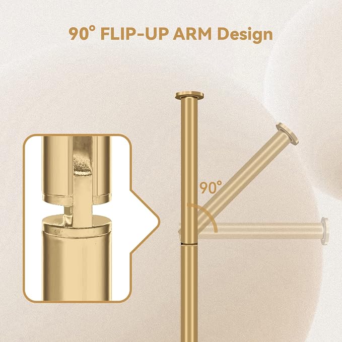 RRM Toilet Paper Holder Stand, Bathroom Free Standing Toilet Paper Holder with Reserve Storage 3-4 Toilet Paper Rolls (Golden) (Pack of 2)