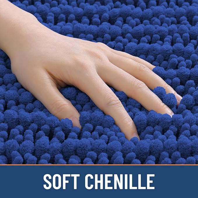 Smiry Bathroom Rugs 36X24, Extra Soft Rubber Backing Chenille Bath Mats | Royal Blue Machine Washable Non Slip Quick Dry Bath Mats for Bathroom Floor, Tub, Shower, Home Decor Accessories