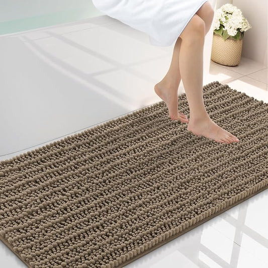Smiry Bathroom Rugs 47X24, Extra Soft Rubber Backing Chenille Bath Mats | Camel Machine Washable Non Slip Quick Dry Bath Mats for Bathroom Floor, Tub, Shower, Home Decor Accessories
