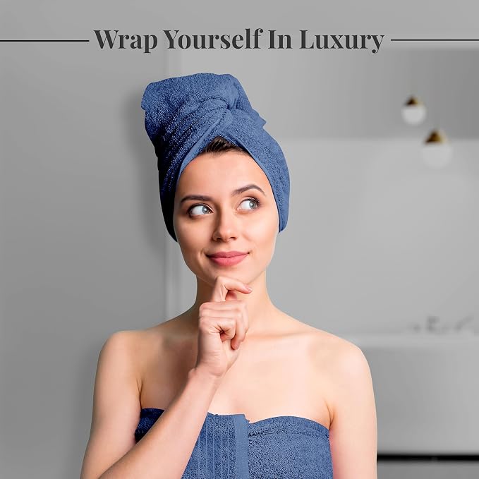 4 Piece Extra Large Bath Towels 30 x 60 Inches, Blue | 100% Cotton, Larger & Lighter Weight, Quicker to Dry, Super Soft and Absorbent, Perfect for Bathroom